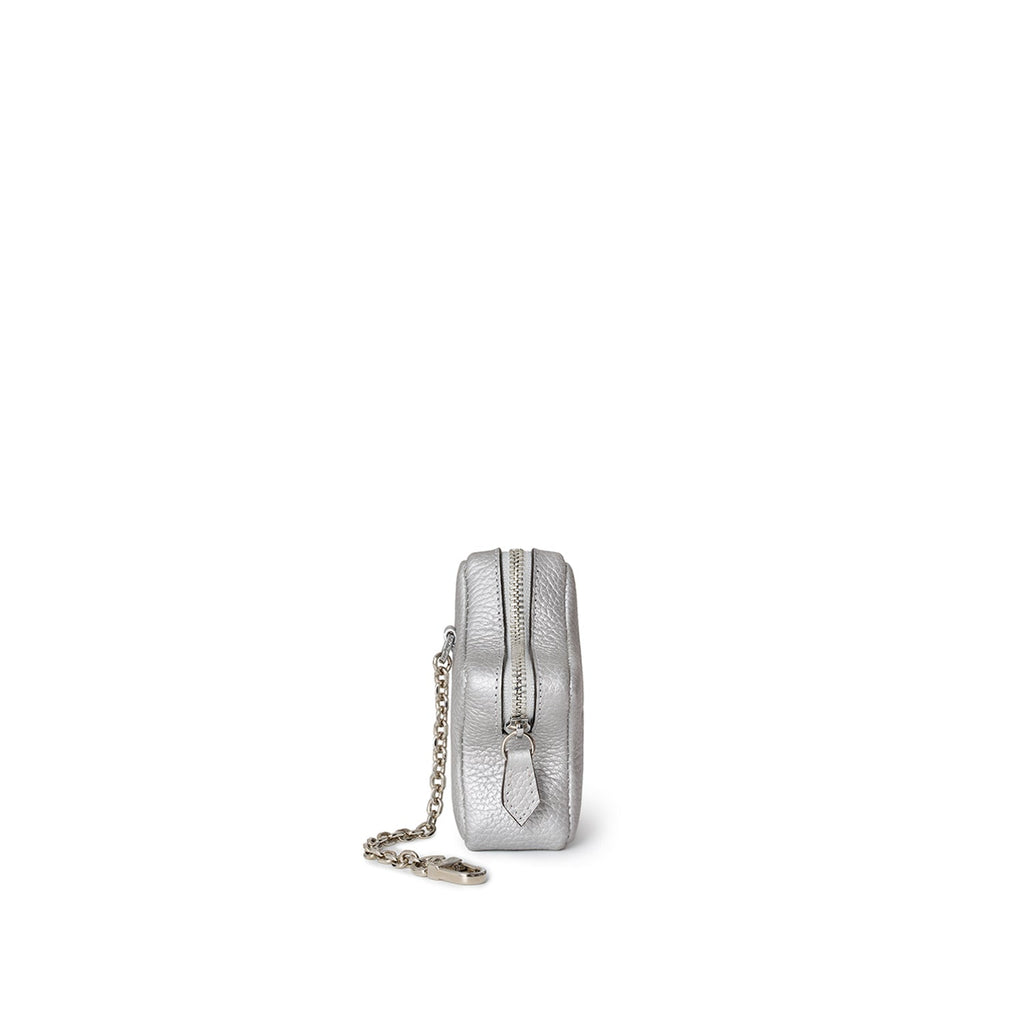 Star Mini Pouch with Chain Shrink Leather (Silver)