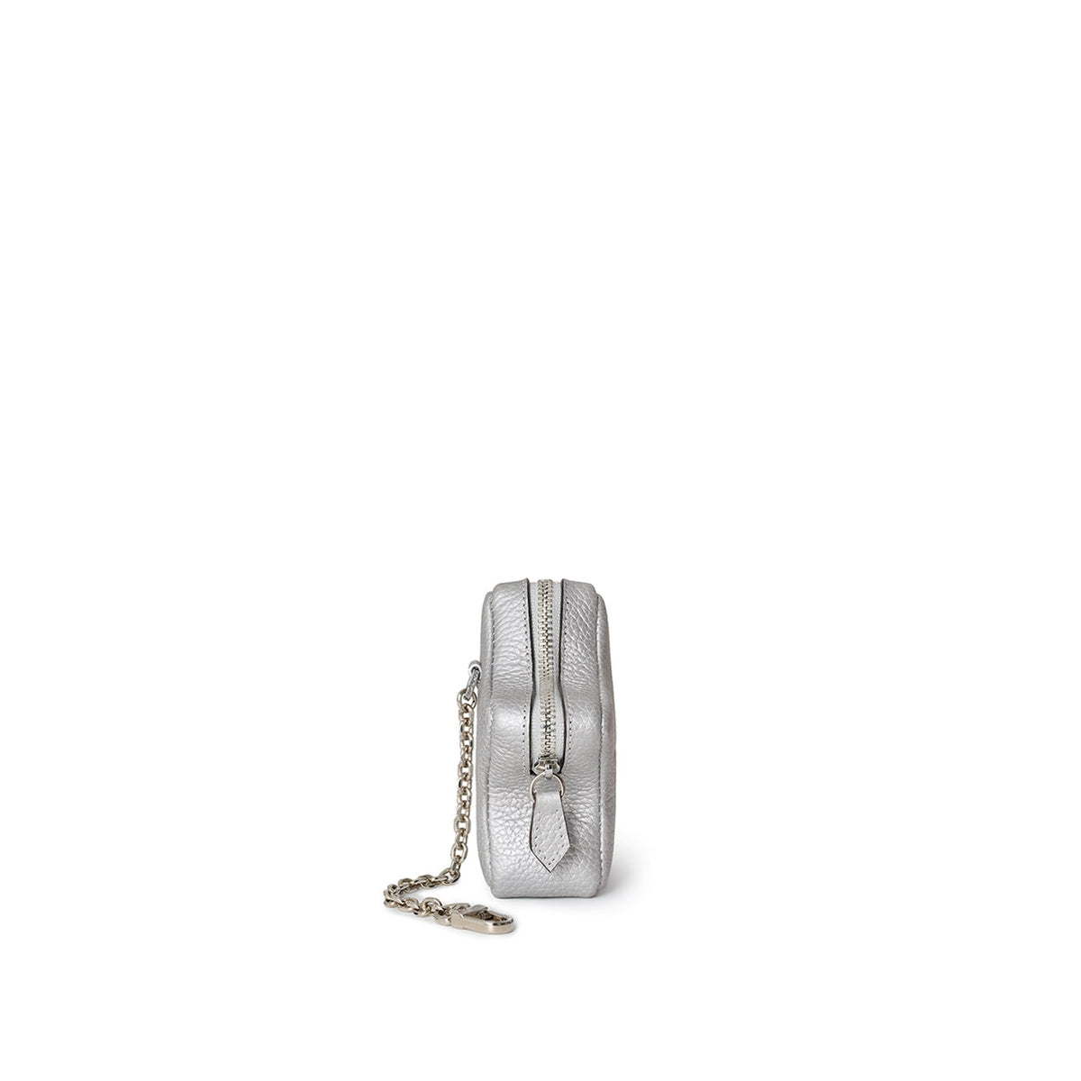 Star Mini Pouch with Chain Shrink Leather (Silver)