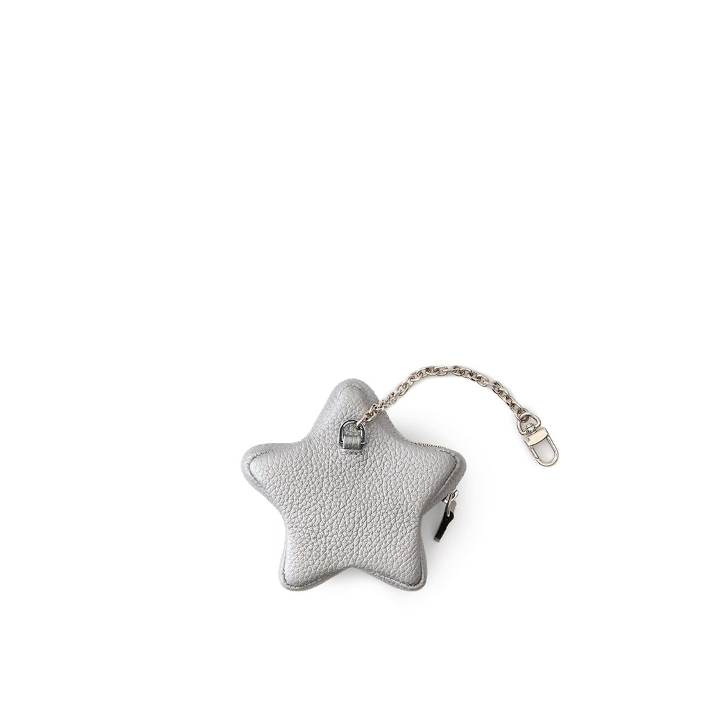Star Mini Pouch with Chain Shrink Leather (Silver)