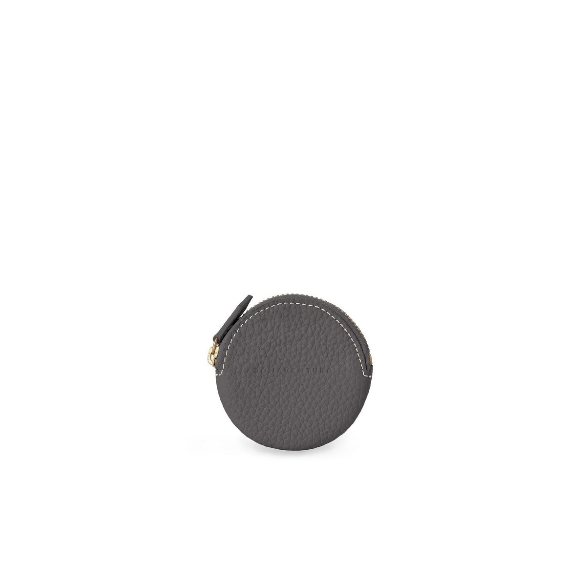Round Coin Case Shrink Leather (Charcoal Gray)