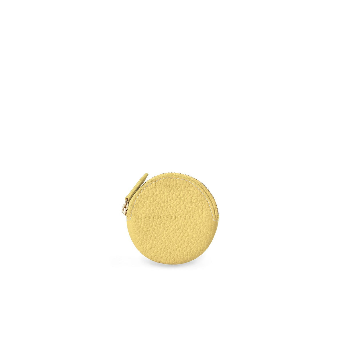 Round Coin Case Shrink Leather (Yellow)