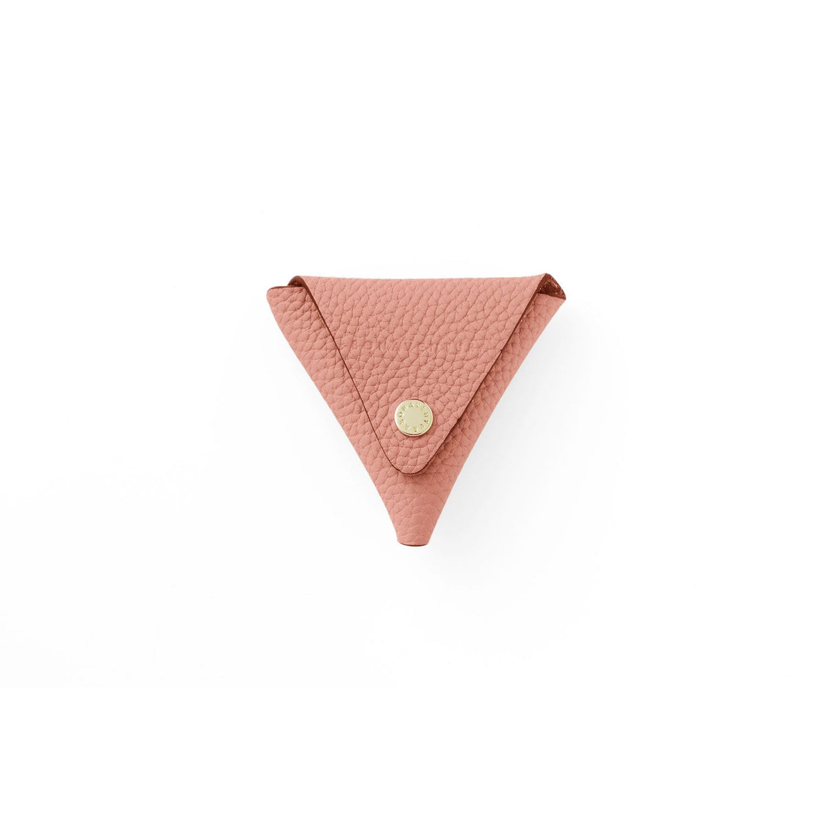 Triangle Coin Case Shrink Leather (Coral Pink)