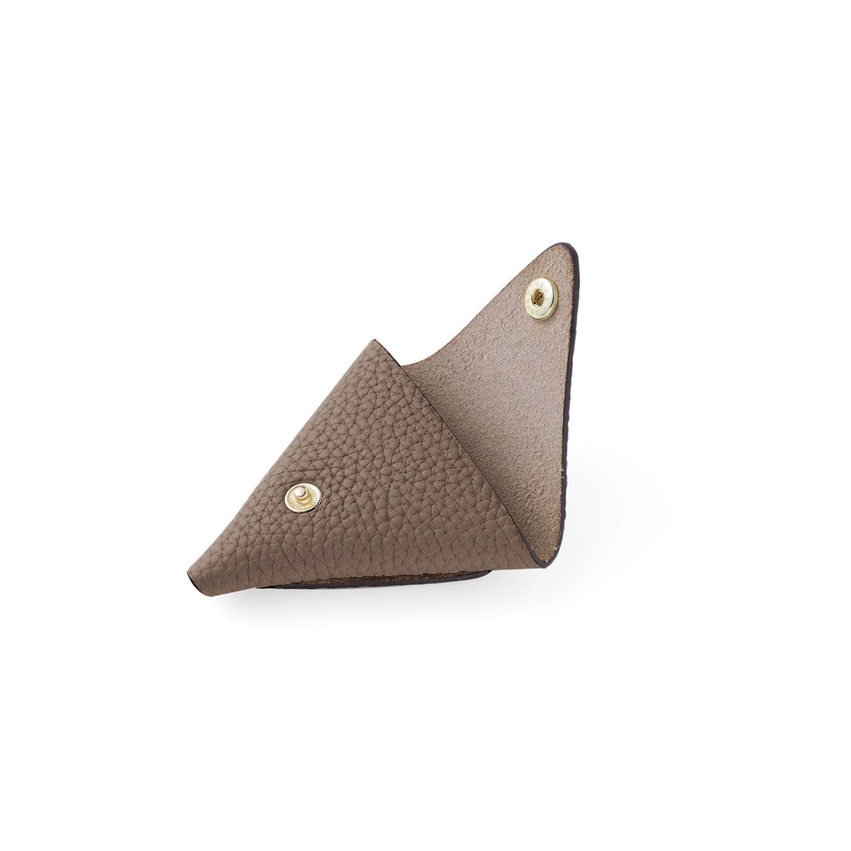 Triangle Coin Case Shrink Leather (Etoupe)