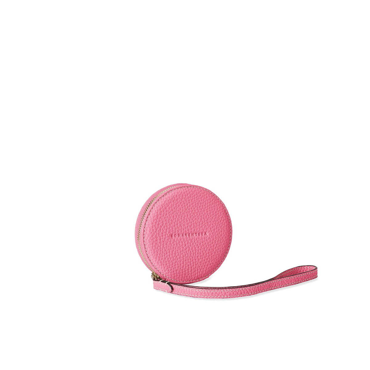 Gusseted Round Coin Case Shrink Leather (Azalee Pink)