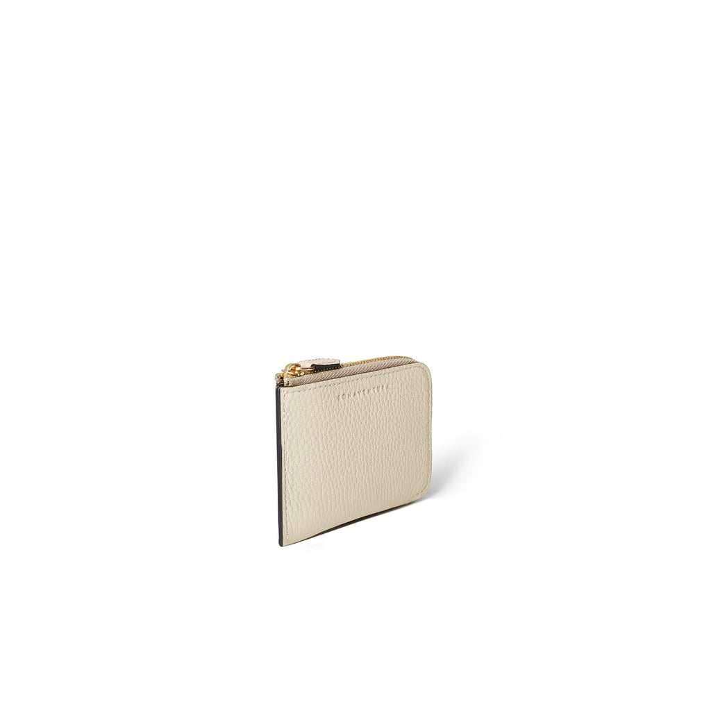 Square Card Coin Case Shrink Leather (Ivory × Etoupe)