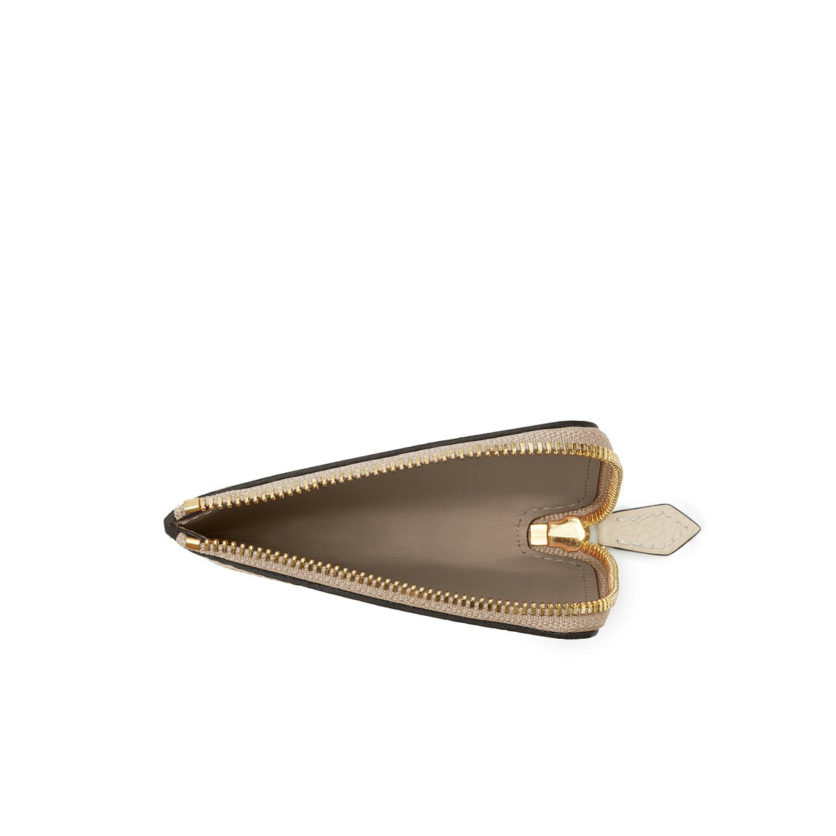 Square Card Coin Case Shrink Leather (Ivory × Etoupe)