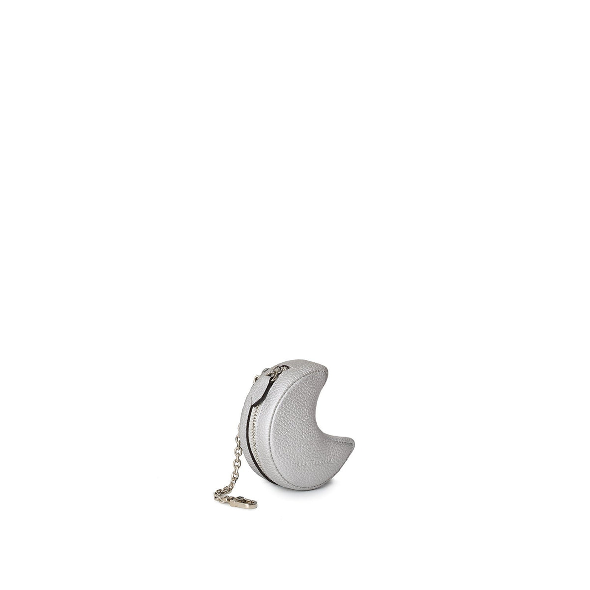 Moon Mini Pouch with Chain Shrink Leather (Silver)