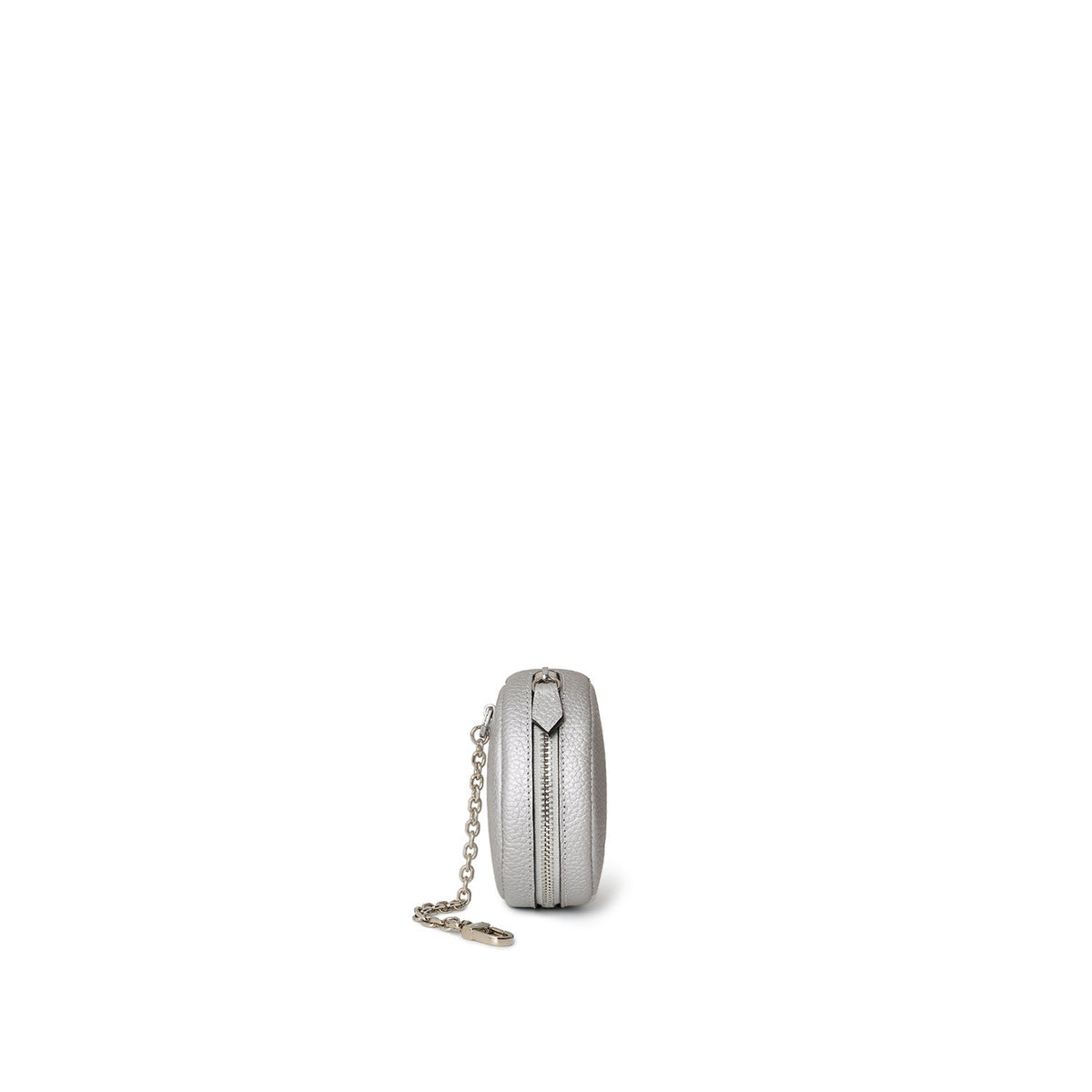 Moon Mini Pouch with Chain Shrink Leather (Silver)