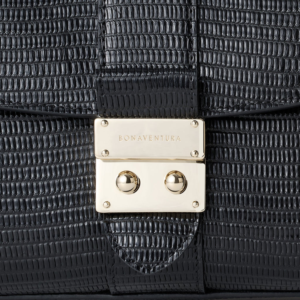 Anna Bag Embossed Lizard Leather (Black)