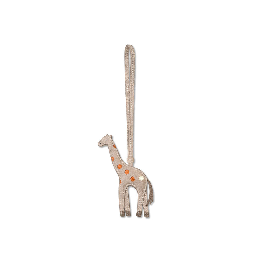 Animal Charm Giraffe Shrink Leather (Greige × Orange)