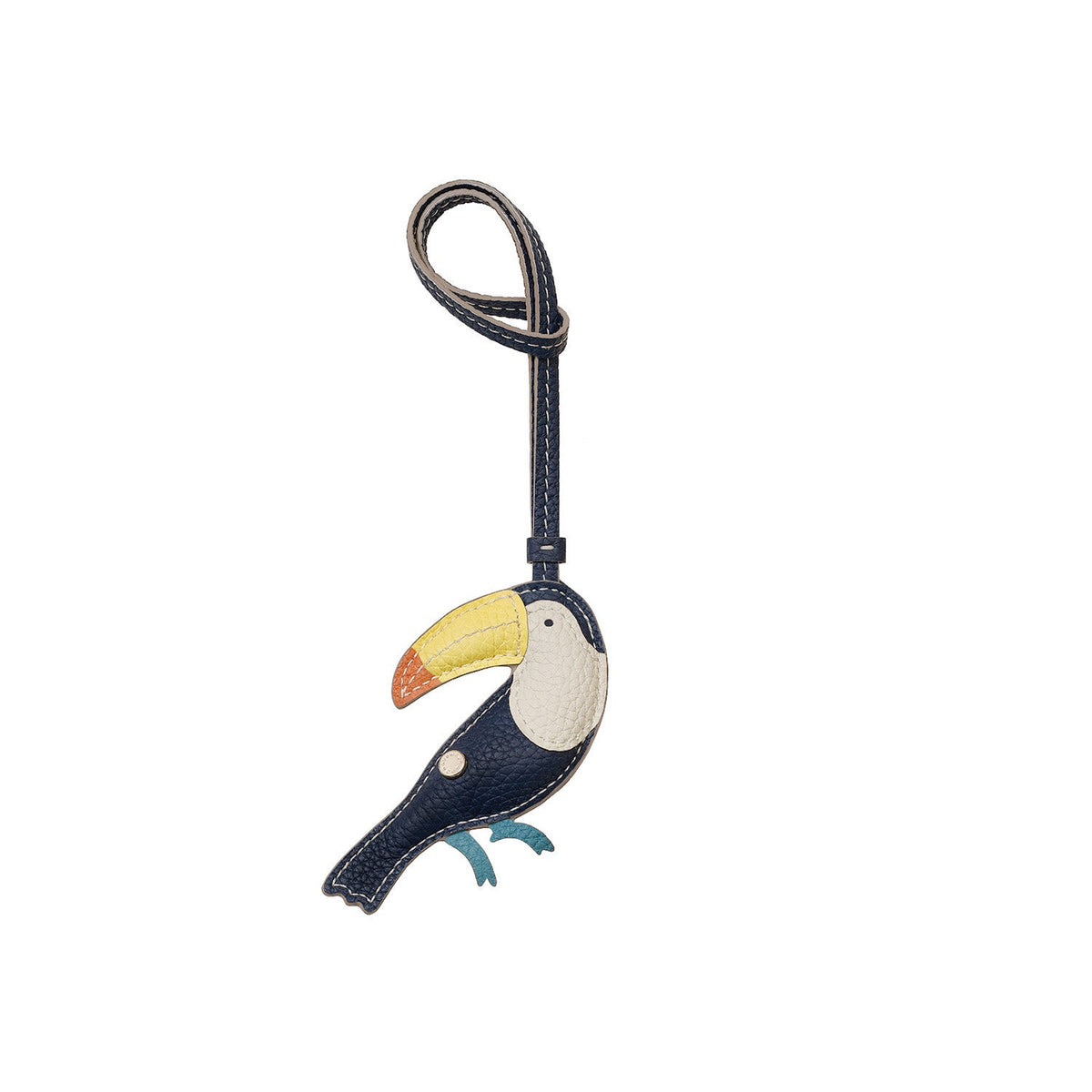 Animal Charm Toucan Shrink Leather (Navy × Yellow)