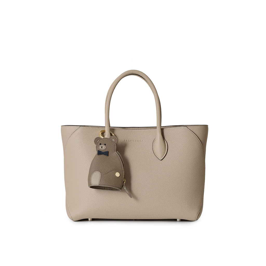 Bear Purse Charm Shrink Leather (Etoupe × Navy)