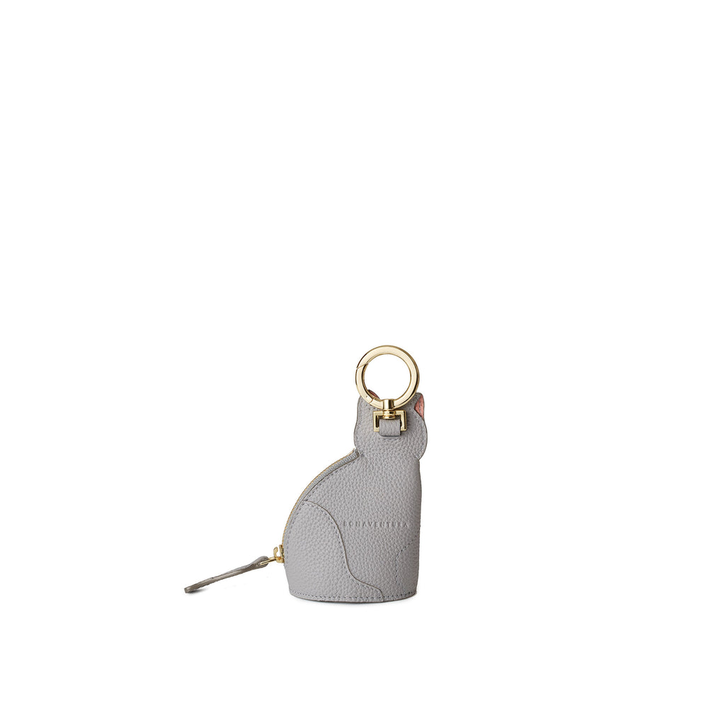 Cat Purse Charm Shrink Leather (True Gray × Charcoal Gray)