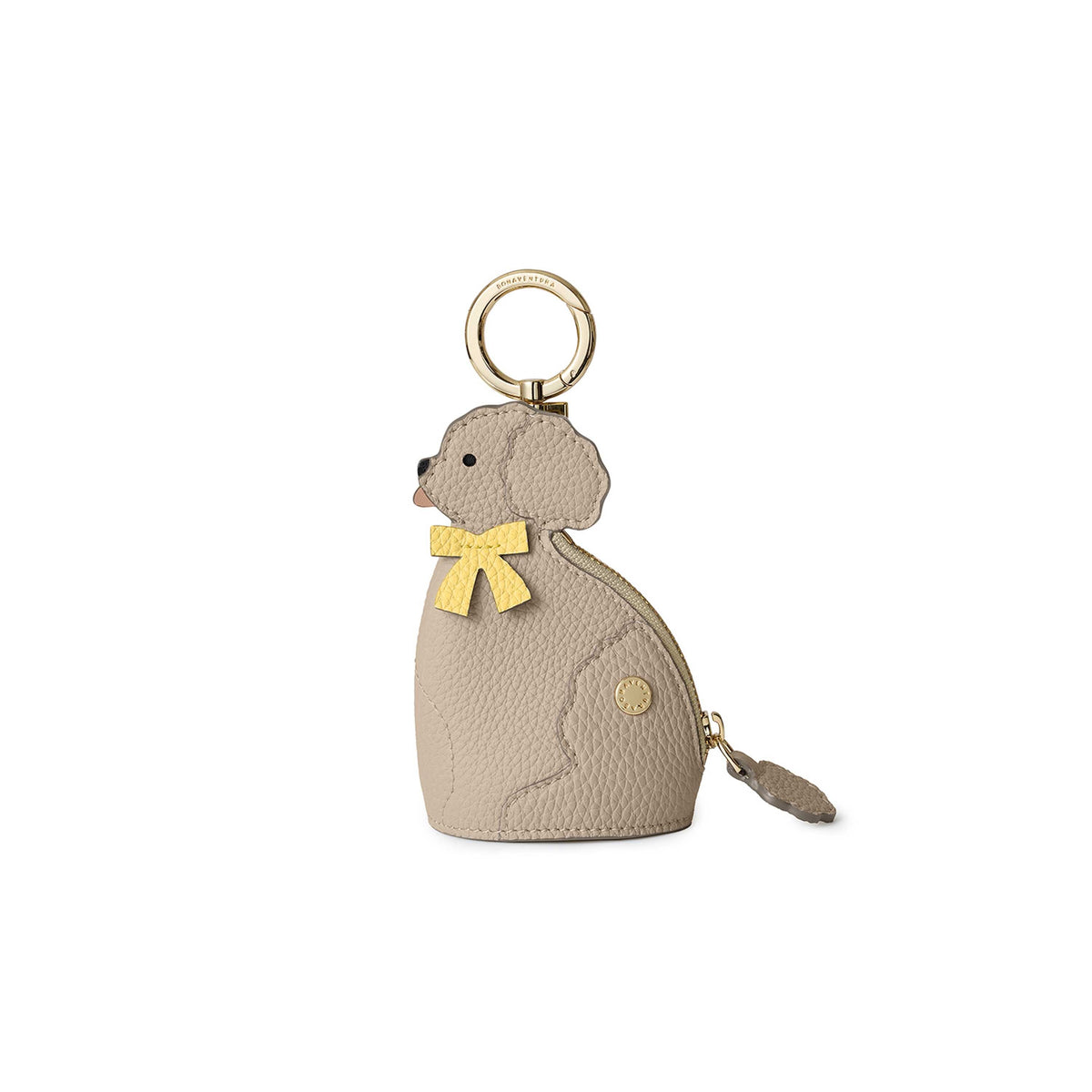 Poodle Purse Charm Shrink Leather (Greige × Yellow)