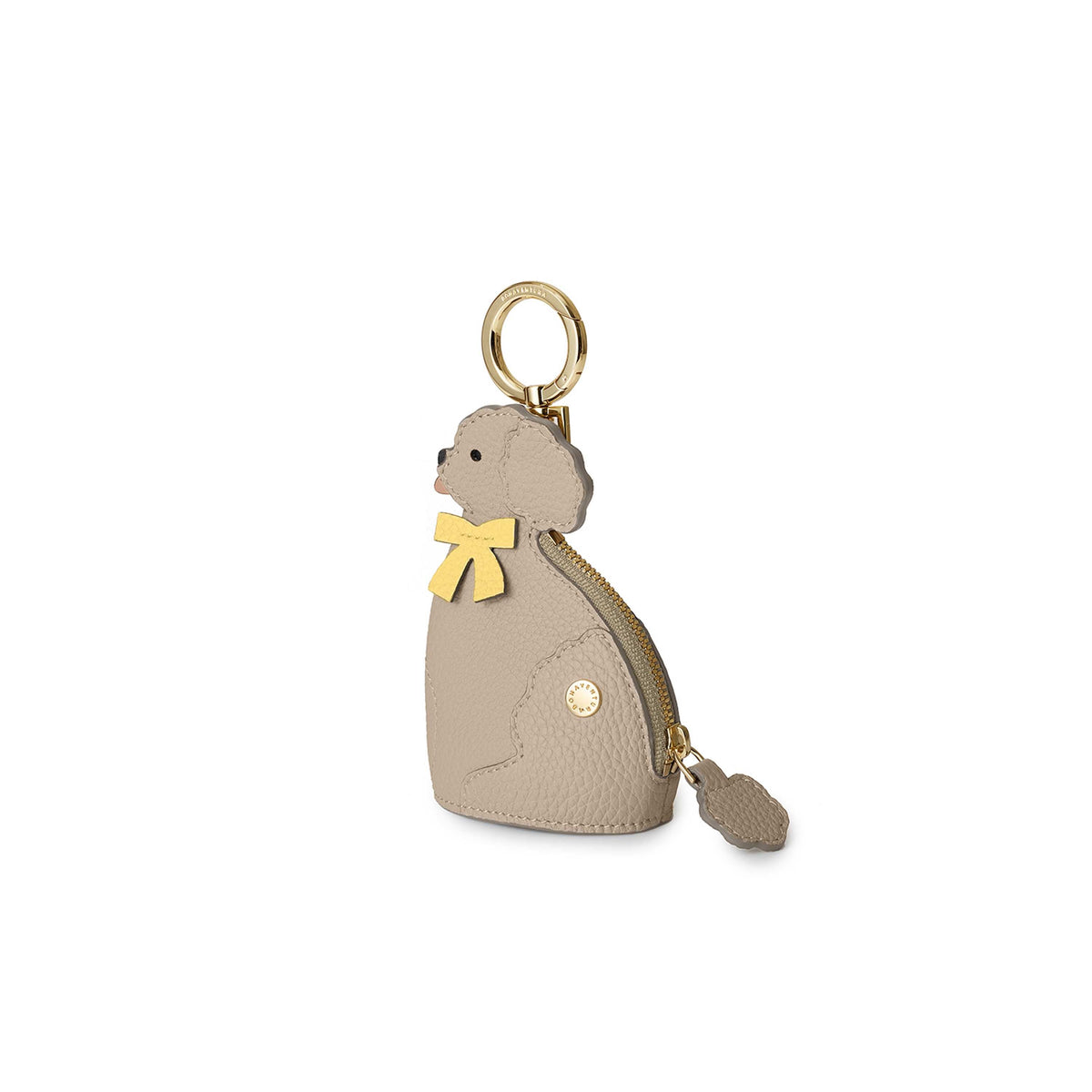 Poodle Purse Charm Shrink Leather (Greige × Yellow)