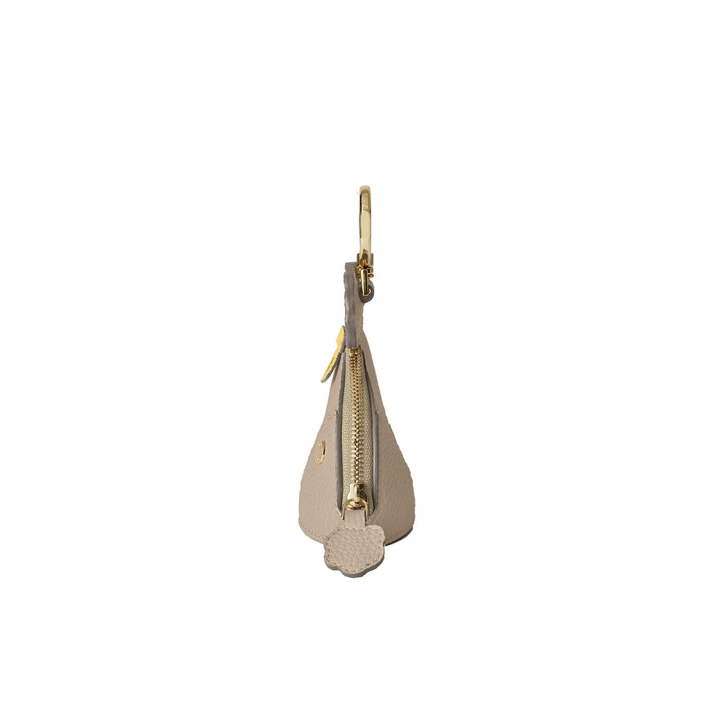 Poodle Purse Charm Shrink Leather (Greige × Yellow)