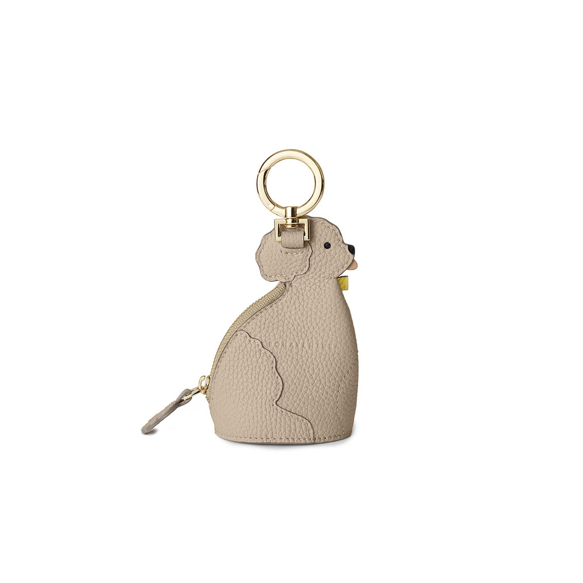 Poodle Purse Charm Shrink Leather (Greige × Yellow)