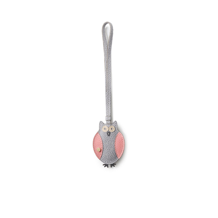 Animal Lucky Charm Owl Shrink Leather (Coral Pink)