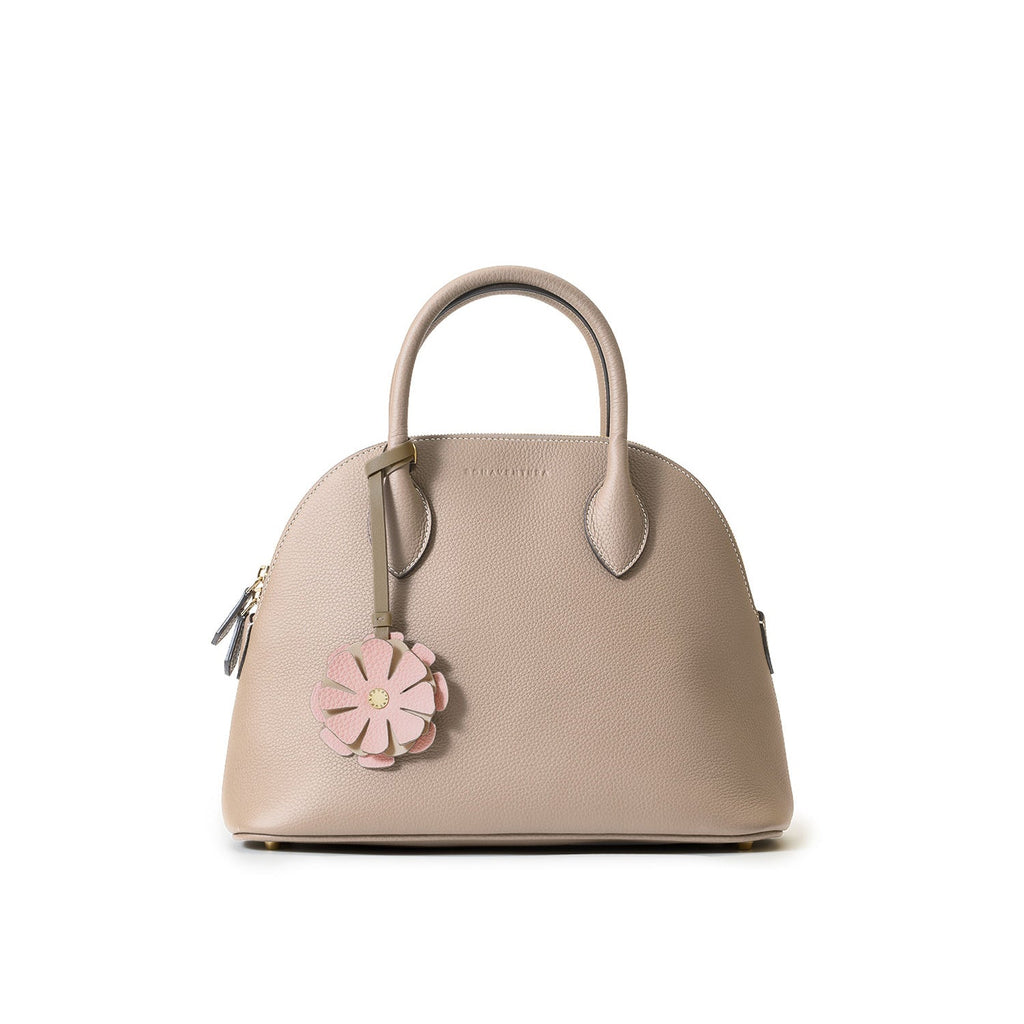 Animal Charm Flower Shrink Leather (Sakura Pink × Greige)