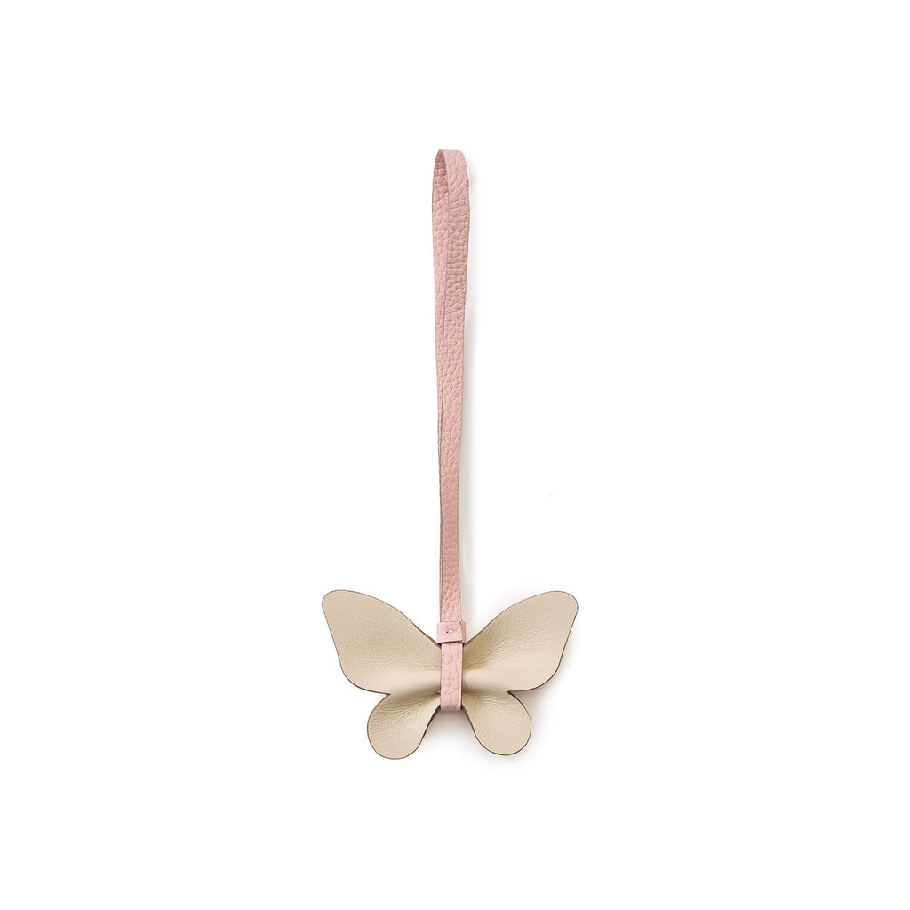 Animal Charm Butterfly Shrink Leather (Sakura Pink × Ivory)