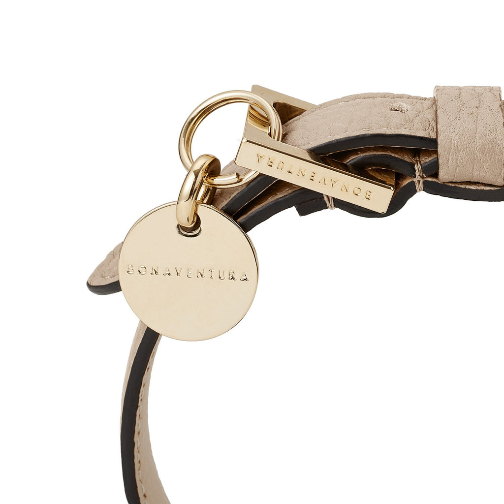 BONAVENTURA × FRIDA Firenze Collar for Pets Shrink Leather (Greige - 35)