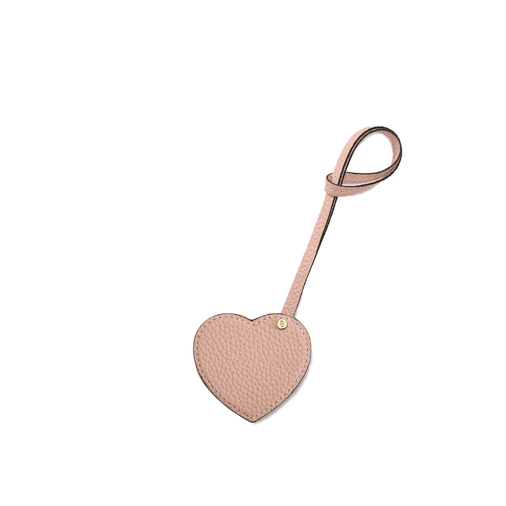 Heart Charm with Mirror Shrink Leather (Almond Pink)