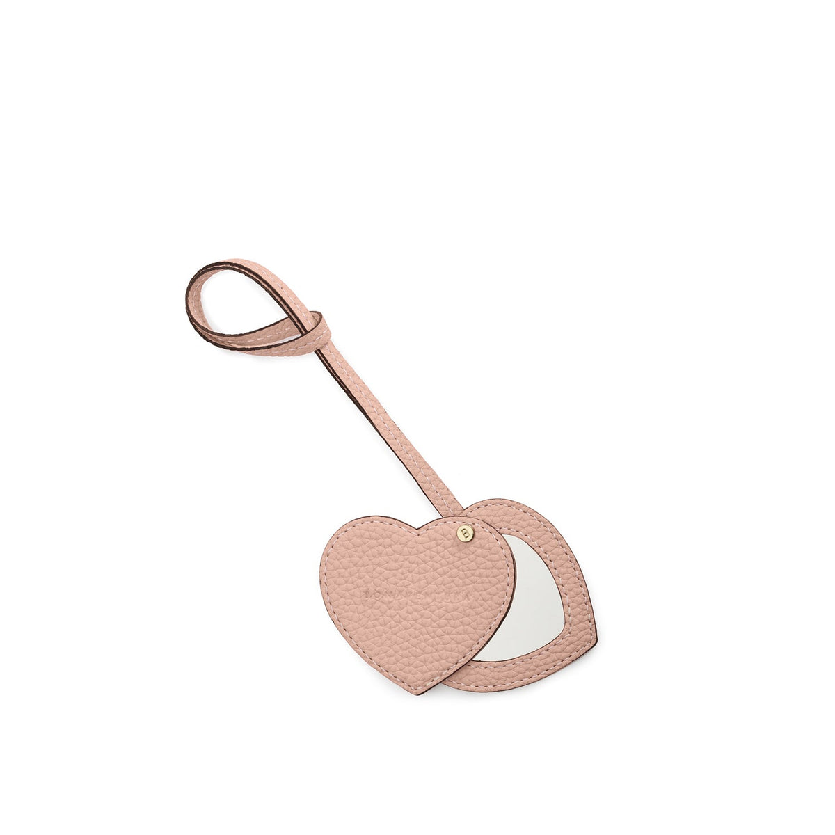 Heart Charm with Mirror Shrink Leather (Almond Pink)