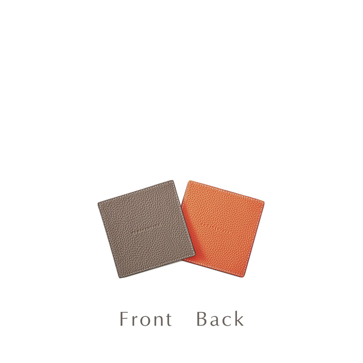 Reversible Square Coaster Set Shrink Leather (Etoupe × Orange)