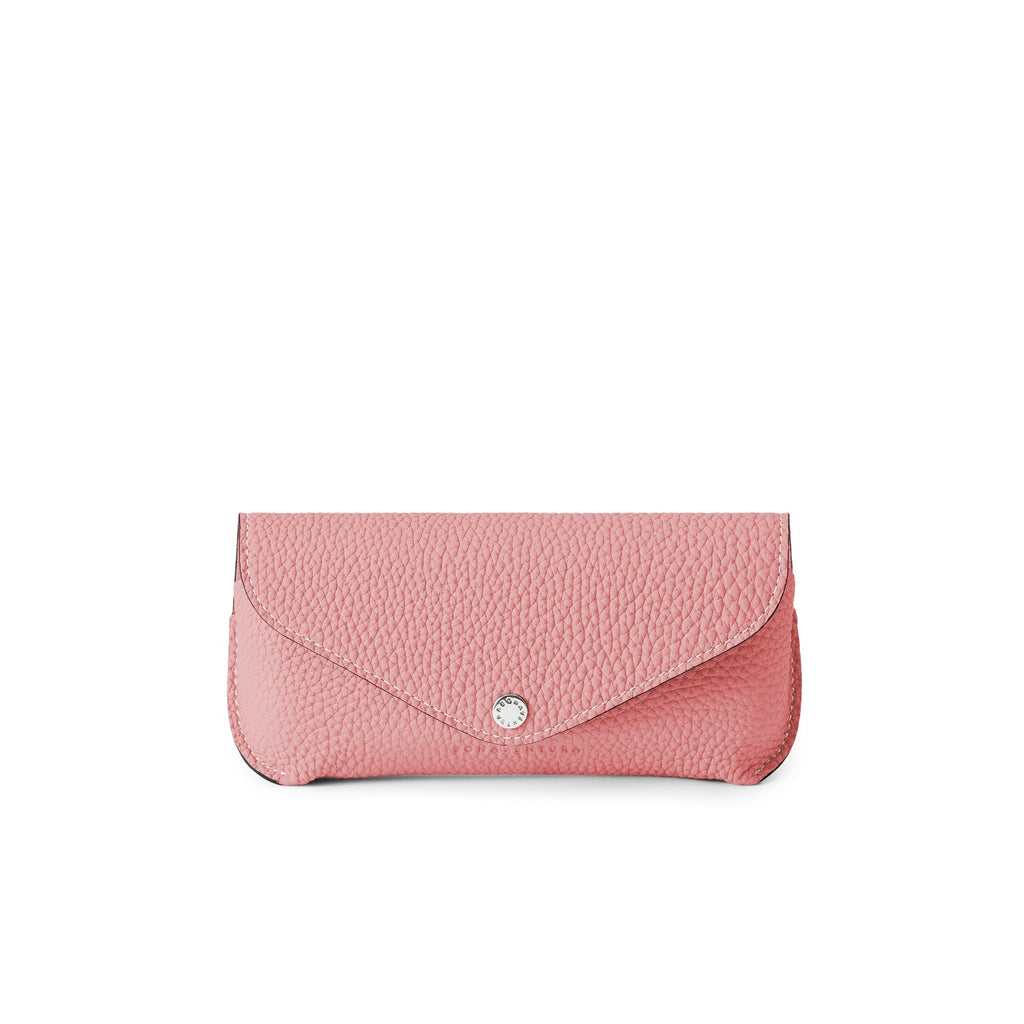 Flap Eyeglass Case Shrink Leather (Coral Pink)