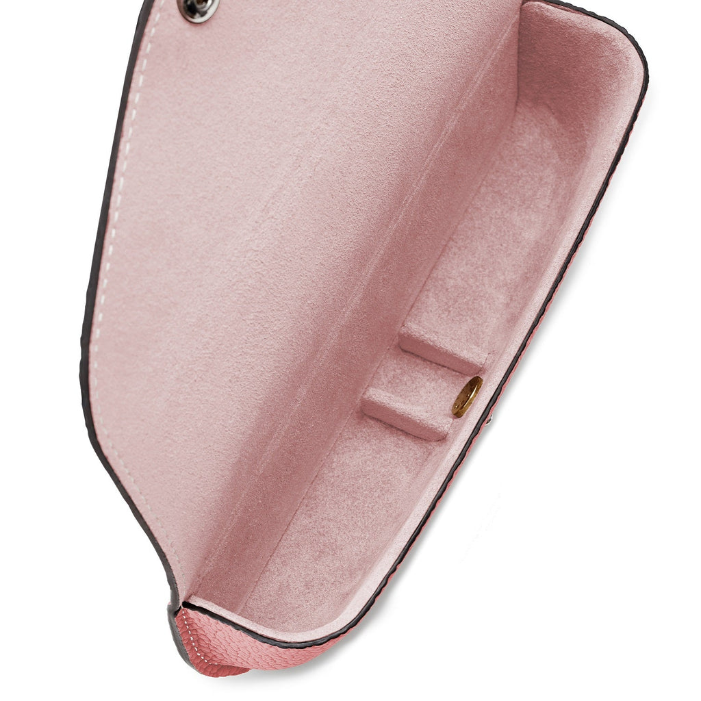 Flap Eyeglass Case Shrink Leather (Coral Pink)