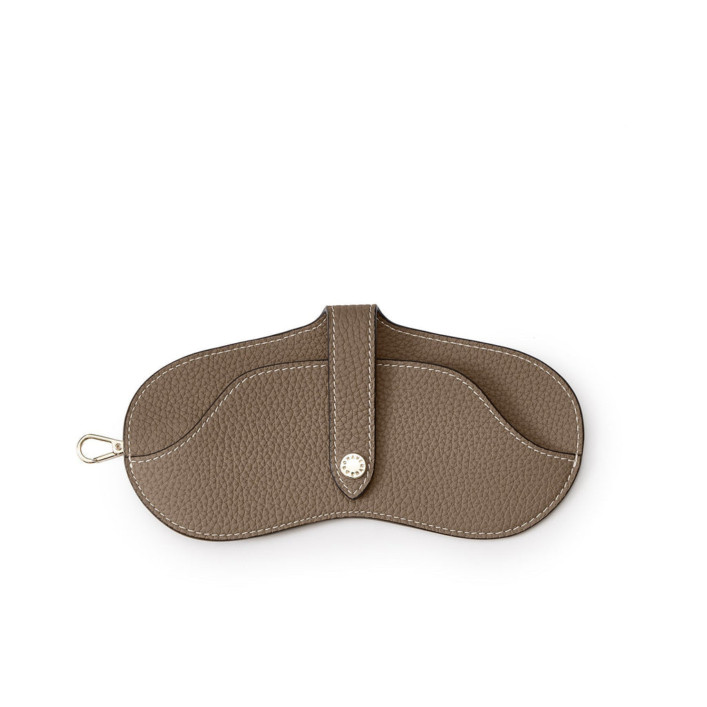 Eyeglass Case with Strap Shrink Leather (Etoupe)