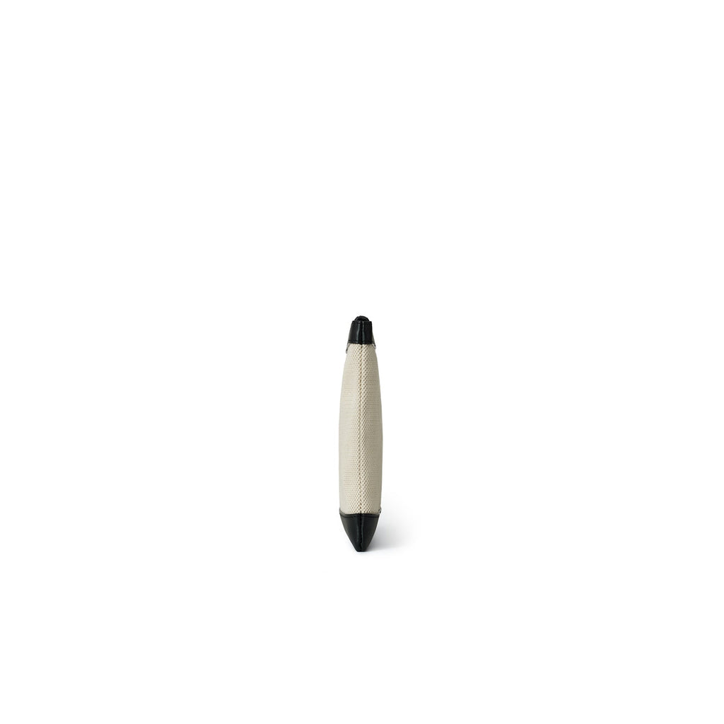Canvas Leather Combination Pouch (Ivory × Black)