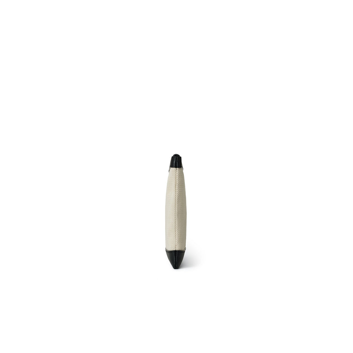 Canvas Leather Combination Pouch (Ivory × Black)