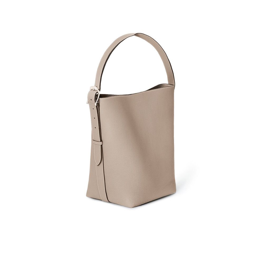 Mina Open Bucket Bag Shrink Leather (Greige - Medium)