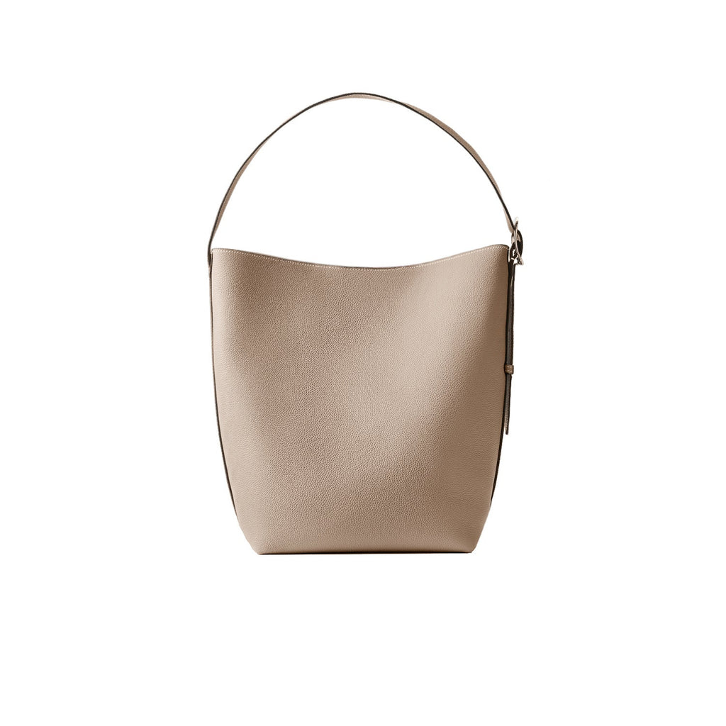 Mina Open Bucket Bag Shrink Leather (Greige - Medium)