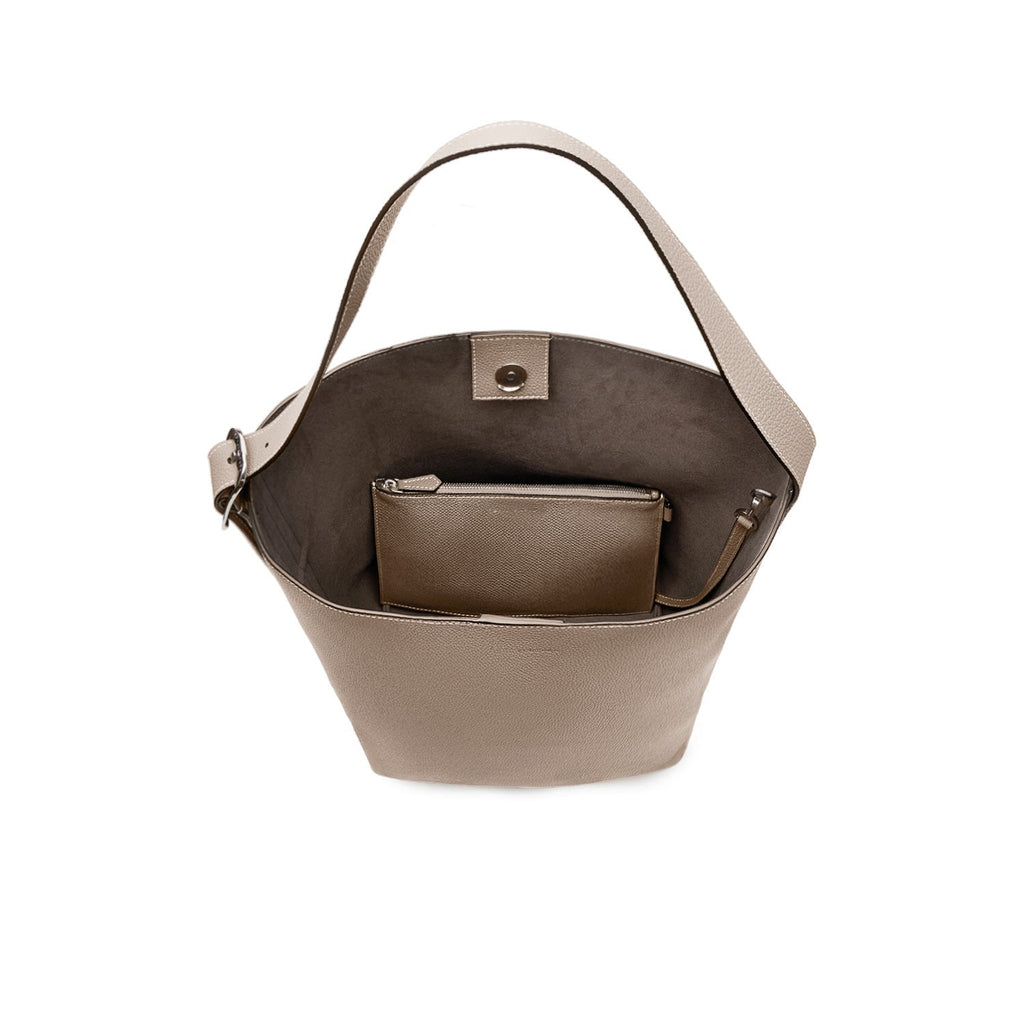 Mina Open Bucket Bag Shrink Leather (Greige - Medium)