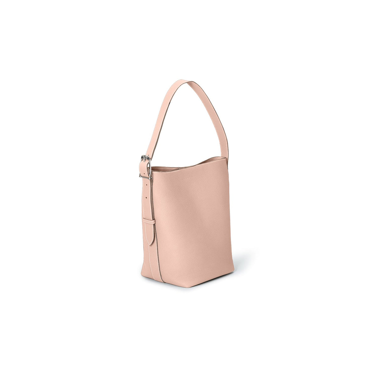 Mina Open Bucket Bag Shrink Leather (Almond Pink (Etoupe edge paint) - Small)