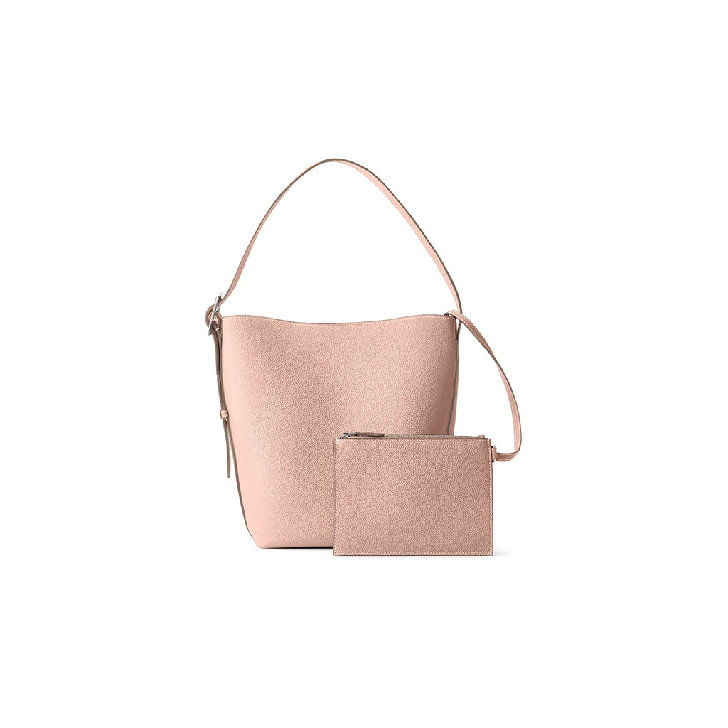 Mina Open Bucket Bag Shrink Leather (Almond Pink (Etoupe edge paint) - Small)