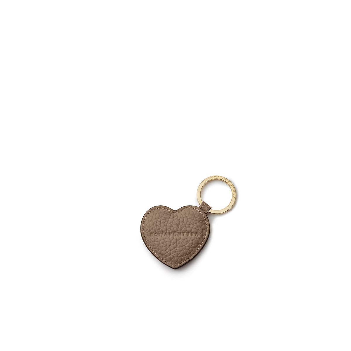 Heart Keychain Shrink Leather (Etoupe)