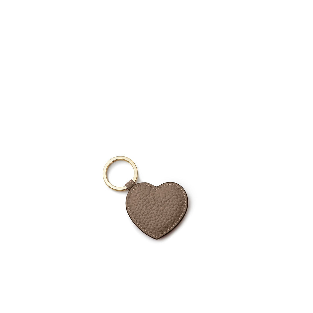Heart Keychain Shrink Leather (Etoupe)