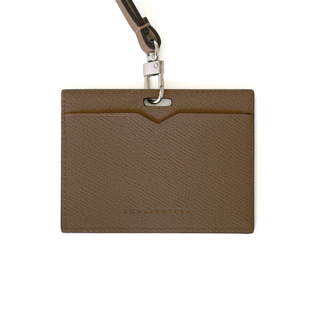 Horizontal ID Card Holder Nobile Leather (Etoupe)