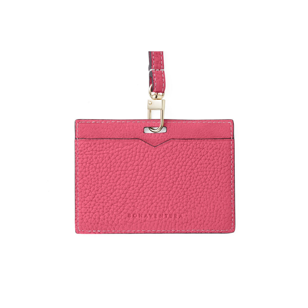 Horizontal ID Card Holder Shrink Leather (Azalee Pink)
