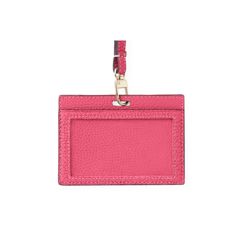 Horizontal ID Card Holder Shrink Leather (Azalee Pink)