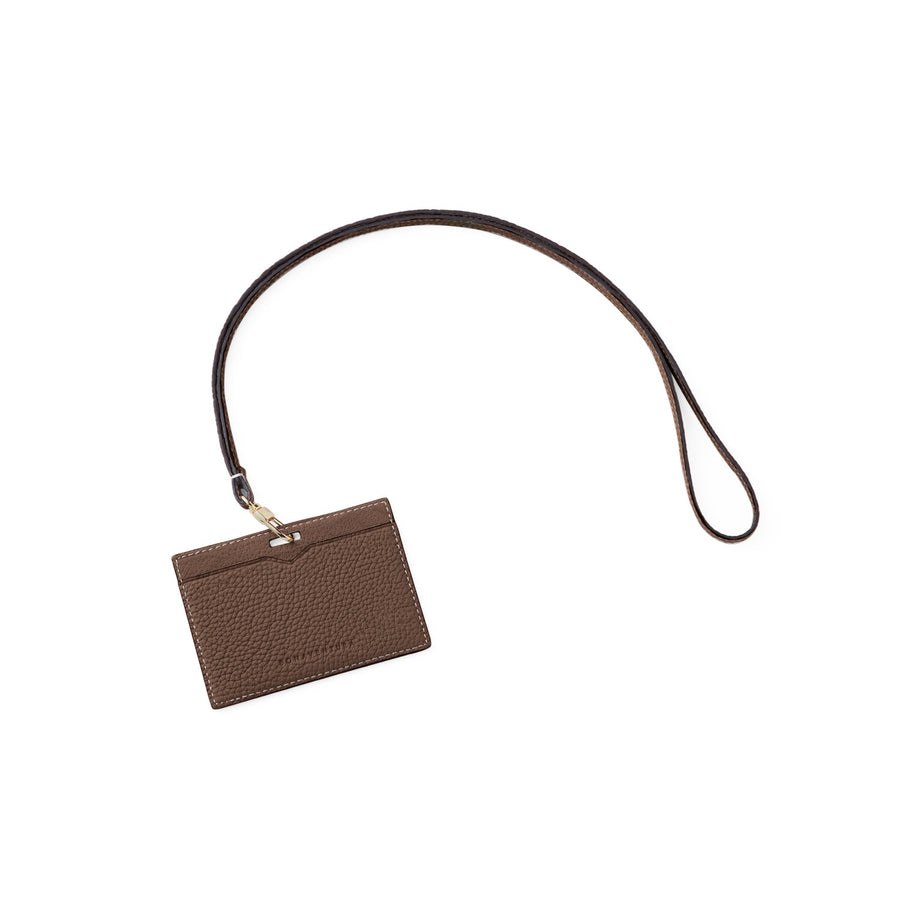 Horizontal ID Card Holder Shrink Leather (Etoupe)