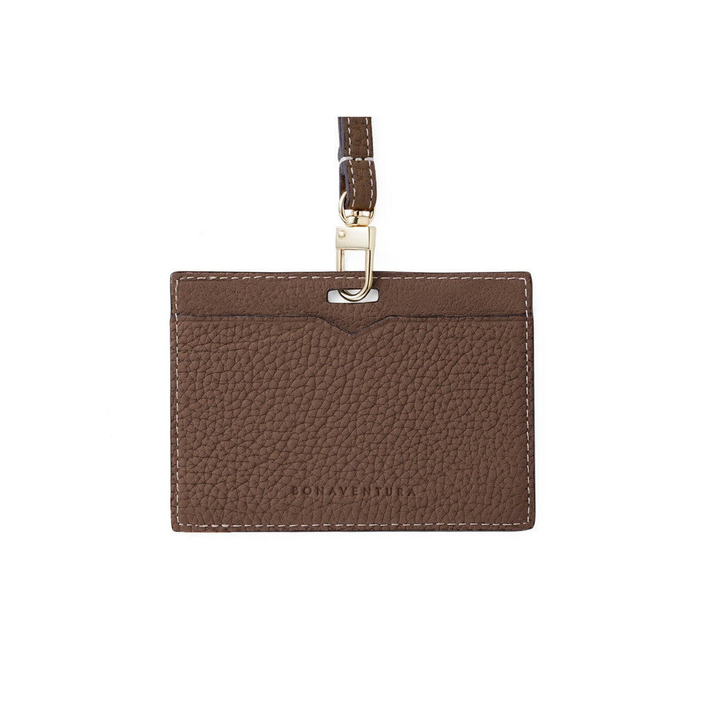 Horizontal ID Card Holder Shrink Leather (Etoupe)