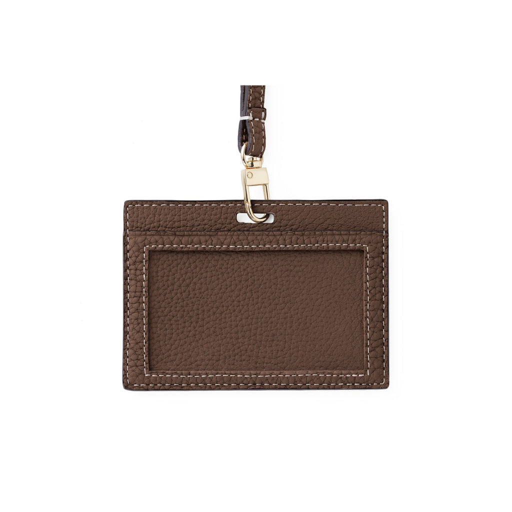 Horizontal ID Card Holder Shrink Leather (Etoupe)