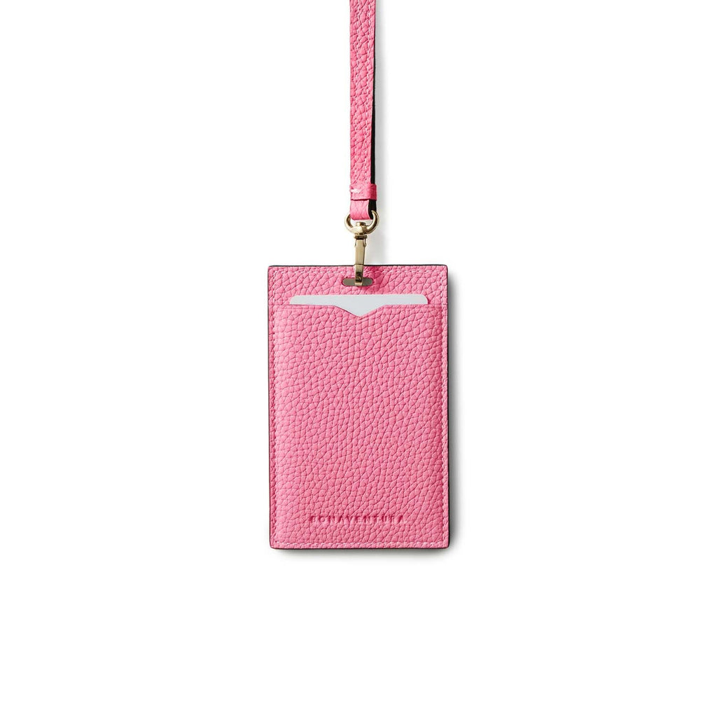 Vertical ID Card Holder Shrink Leather (Azalee Pink)