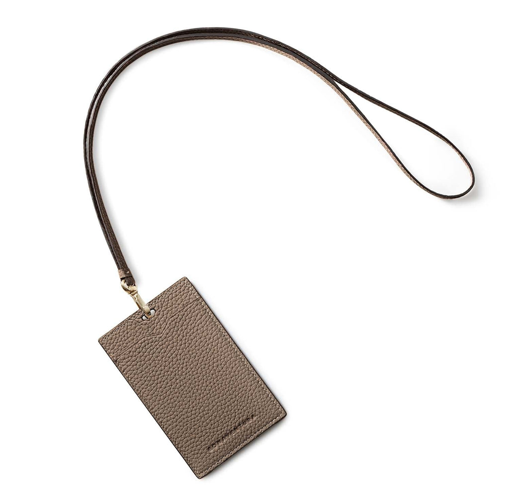 Vertical ID Card Holder Shrink Leather (Etoupe)