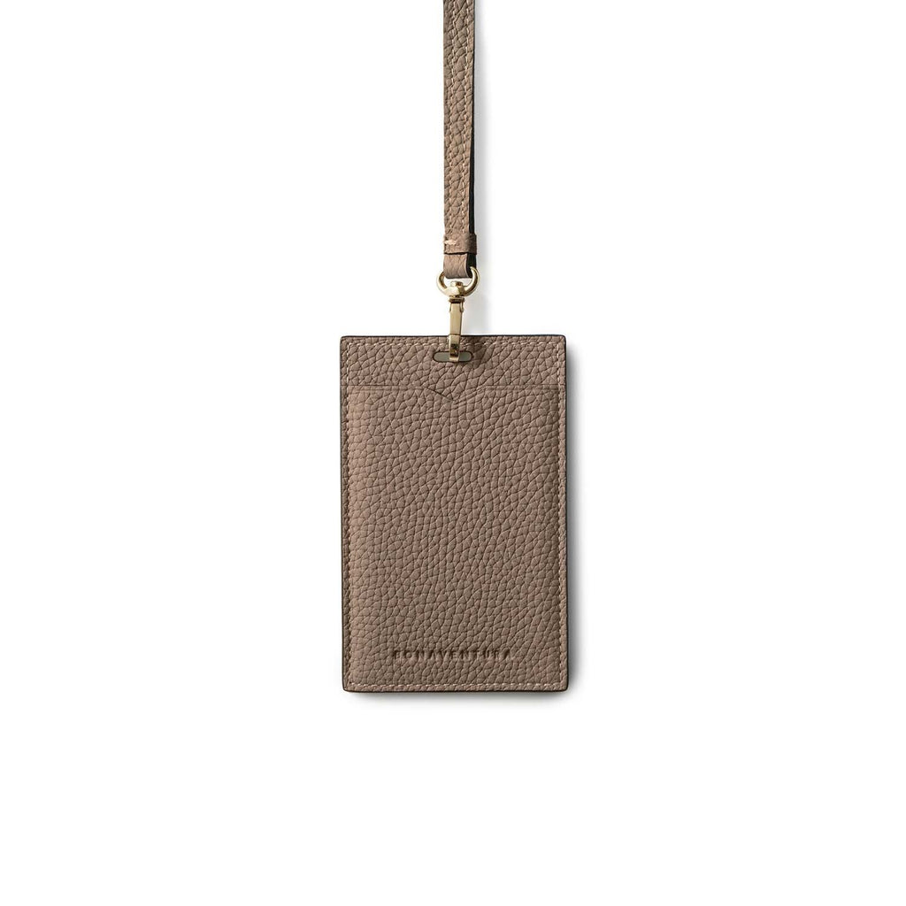 Vertical ID Card Holder Shrink Leather (Etoupe)