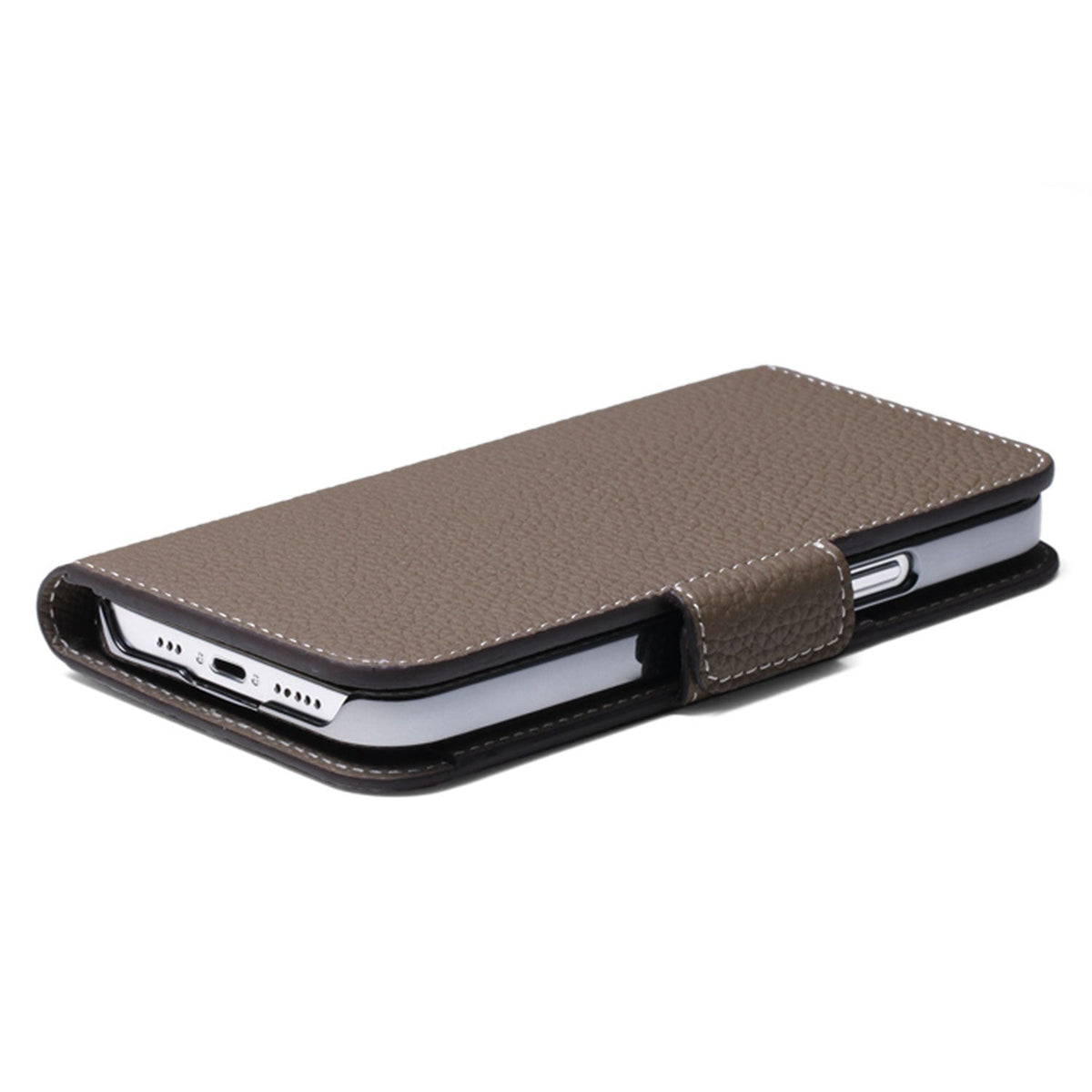 iPhone 12 / 12 Pro Stand Diary Case Shrink Leather (Etoupe)